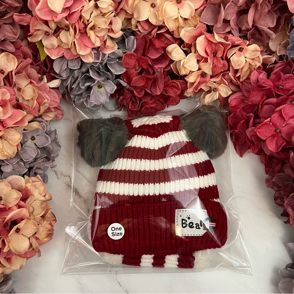 Infant Baby Red Striped Winter Hat & Ring Scarf Set - Picture 16 of 16